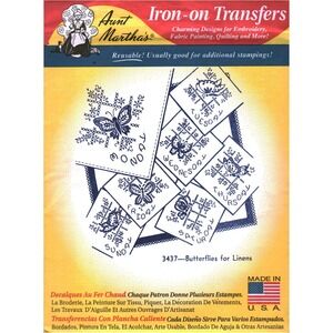 Aunt Martha's Iron-on Transfers 3437 Butterflies for Linens Days of the Week DIY